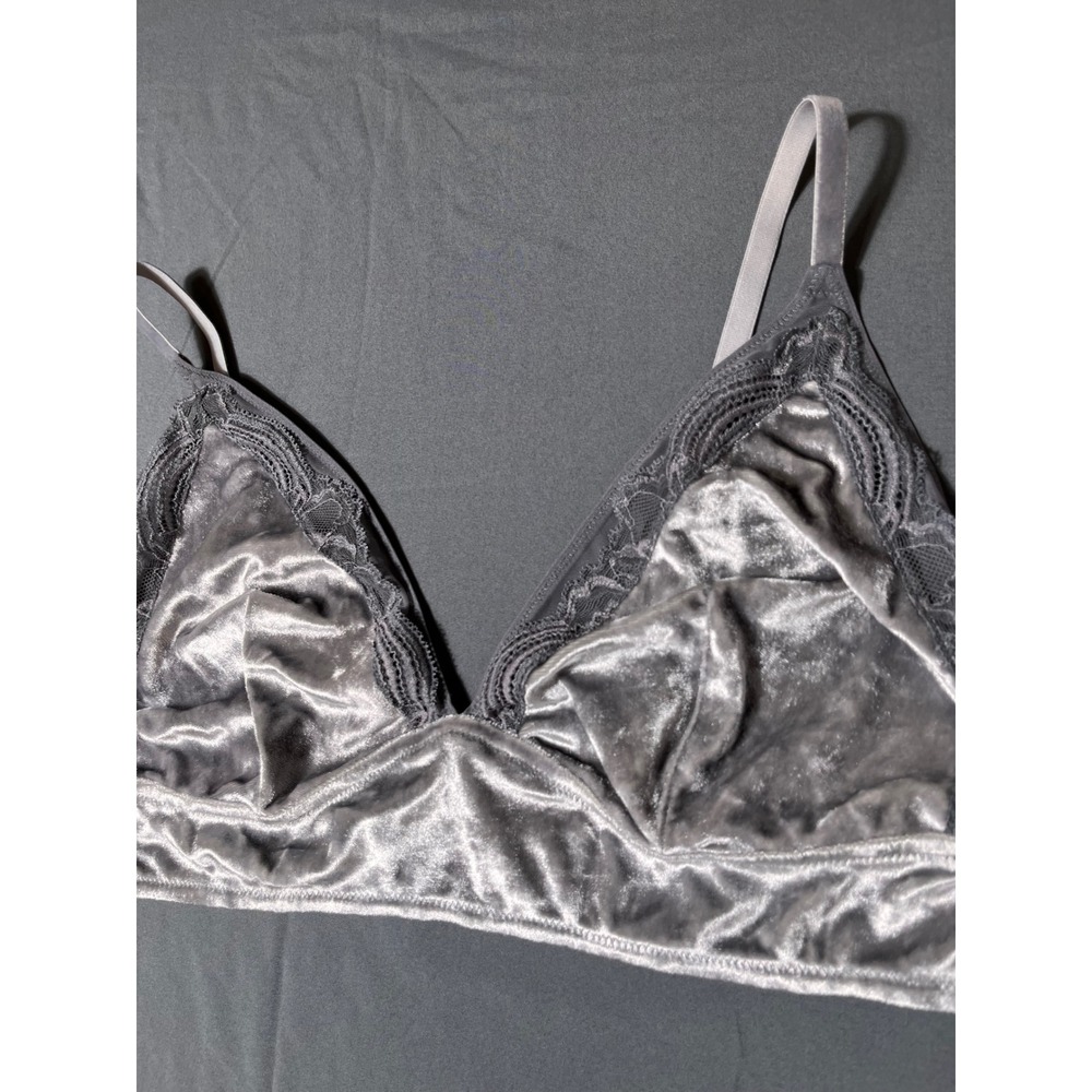 Soma XL Velvet Illusion Silver Velvet Lace Trim Bralette Soft Lingerie‎ - Picture 3 of 9